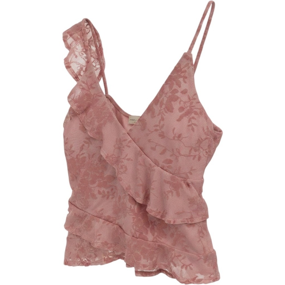 Frankee & Skylarr Y2K Cami Top Women Small Pink Floral Ruffle Coquette Fairycore
